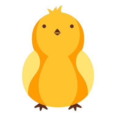 Cute Easter yellow chick illustration. Cartoon little chicken character for design.