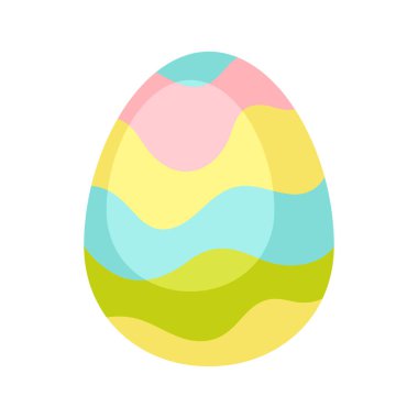 Illustration of Happy Easter decorative egg. Cartoon symbol of celebration. Icon for design.