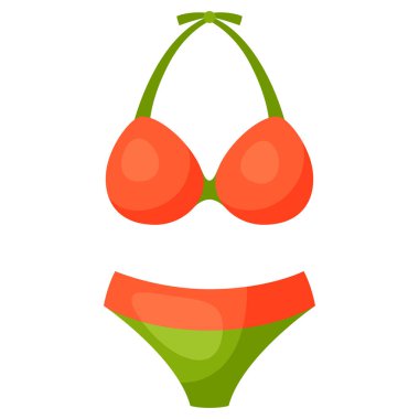 Plaj bikini bikinisinin resmi. Tatil ya da tatil için yaz tatili. Biçimlendirilmiş simge.