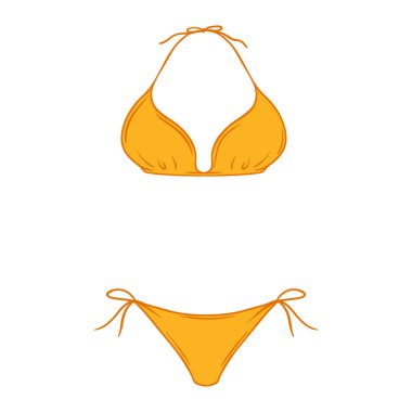 Plaj bikini bikinisinin resmi. Tatil ya da tatil için yaz tatili. Biçimlendirilmiş simge.