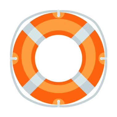 Sahildeki can simidinin resmi. Tatil ya da tatil için yaz tatili. Biçimlendirilmiş simge.