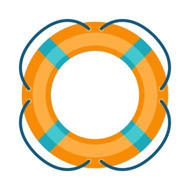 Sahildeki can simidinin resmi. Tatil ya da tatil için yaz tatili. Biçimlendirilmiş simge.