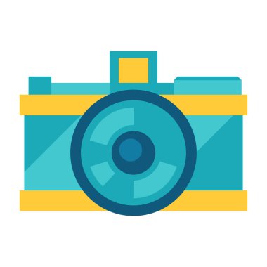 Kameranın stilize edilmiş çizimi. Ev aletleri ya da ev eşyaları reklam ve alışveriş için.