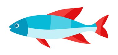 Mercan balığının stilize edilmiş çizimi. Deniz hayvanları ve vahşi yaşam. Biçimlendirilmiş simge.