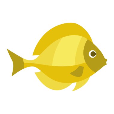 Mercan balığının stilize edilmiş çizimi. Deniz hayvanları ve vahşi yaşam. Biçimlendirilmiş simge.