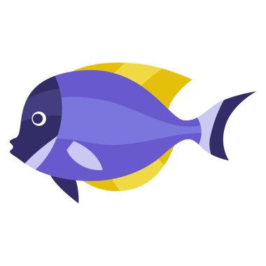 Mercan balığının stilize edilmiş çizimi. Deniz hayvanları ve vahşi yaşam. Biçimlendirilmiş simge.