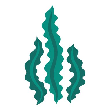 Yosun resmedilmiş hali. Deniz bitkisi ve natura. Biçimlendirilmiş simge.