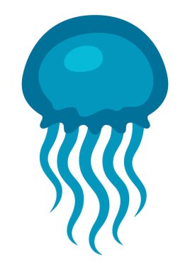 Denizanasının stilize edilmiş illüstrasyonu. Deniz hayvanları ve vahşi yaşam. Biçimlendirilmiş simge.