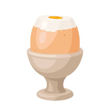 Yumuşak haşlanmış tavuk yumurtası tasviri. Gastronomi, gıda ve tarım endüstrisi için görüntü.