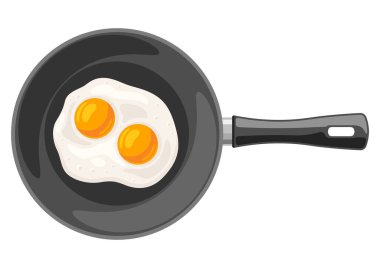 Tavada kızarmış tavuk yumurtası tasviri. Yemek pişirme, gastronomi ve gıda endüstrisi için görüntü.