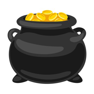 Aziz Patrick Günü illüstrasyonu. Altın paralı tencere. İrlanda Ulusal Festivalleri.