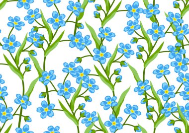 Seamless pattern with forget me not flowers. Beautiful decorative spring plants. Natural background.
