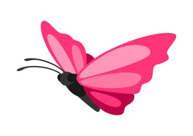 Dekoratif kelebek tasviri. Renkli parlak soyut böcek.