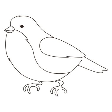 Illustration of stylized bird. Image of wild birdie in linear style. Vector icon.