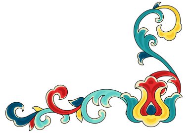 Çin geleneksel seramik süs çerçevesi. Geleneksel oryantal çiçek porseleni süsü. Klasik dekoratif sanat.