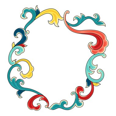 Çin geleneksel seramik süs çerçevesi. Geleneksel oryantal çiçek porseleni süsü. Klasik dekoratif sanat.