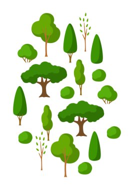 Stilize ağaçları ile bahar ya da yaz geçmiş. Doğal illüstrasyon.