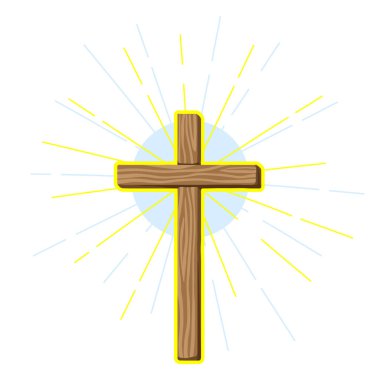 Ahşap haçın Hıristiyan çizimi. Mutlu Paskalya görüntüleri. İnancın dini sembolü.