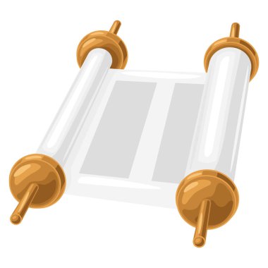 Tevrat Parşömeni 'nin tasviri. Yahudi Hukuk Kitabı. Eski el yazması.