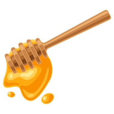 Ballı tahta sopa tasviri. İş, gıda ve tarım sektörü imajı.