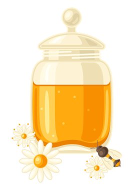 Bal kavanozunun resmi. İş, gıda ve tarım sektörü imajı.