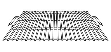 Çelik ızgara tasviri. Stilize bbq mutfak ve restoran gereçleri.