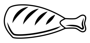 Izgara tavuk budu çizimi. Mangal ürünü. Biçimlendirilmiş mutfak ve restoran menüsü nesnesi.