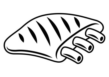 Izgara kaburga resmi. Mangal ürünü. Biçimlendirilmiş mutfak ve restoran menüsü nesnesi.