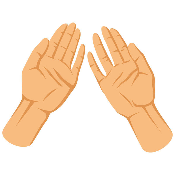 Illustration of human palms. Gesture of asking or giving. Stylized image.