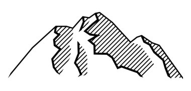 Dağın stilize edilmiş görüntüsü. Doğal sahne illüstrasyonu. İşleme biçimi.