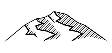 Dağın stilize edilmiş görüntüsü. Doğal sahne illüstrasyonu. İşleme biçimi.