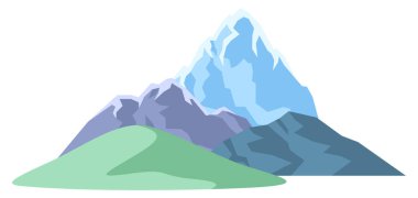 Dağları ve tepeleri olan bir manzara. Doğal sahne illüstrasyonu. Soyut biçim.