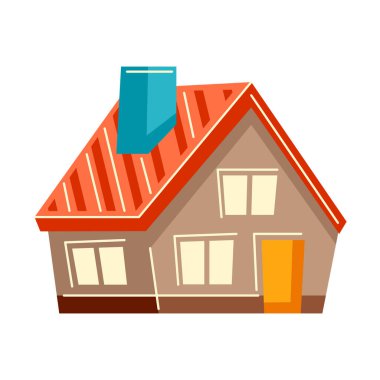 Şirin bir evin tasviri. Ülke rengarenk kulübe resmi.