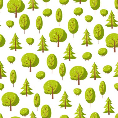 Stilize ağaçları ile seamless modeli bahar ya da yaz. Doğal illüstrasyon.