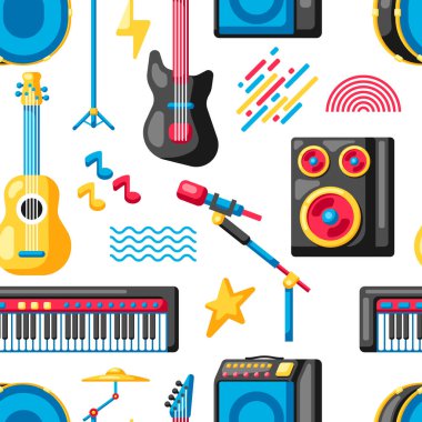 Müzik aletleriyle kusursuz desen. Müzik partisi ya da festival geçmişi.