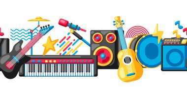 Müzik aletleriyle kusursuz desen. Müzik partisi ya da festival geçmişi.