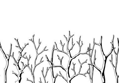 Kuru dalları olan pürüzsüz bir desen. Dekoratif doğal dallar. Sonbahar ya da kış çizimleri.