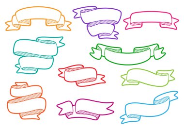 Dekoratif kurdeleler. Soyut tarzda pankartlar. Spor veya kurumsal yarışmalar için ödüller.