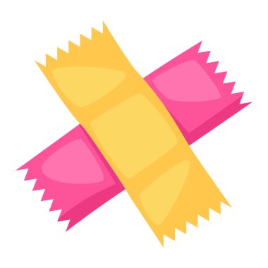 Yapışkan bant çizimi. Ofis malzemesi, okul ve iş için aksesuar. Tasarım ve şablon için biçimlendirilmiş kırtasiye.