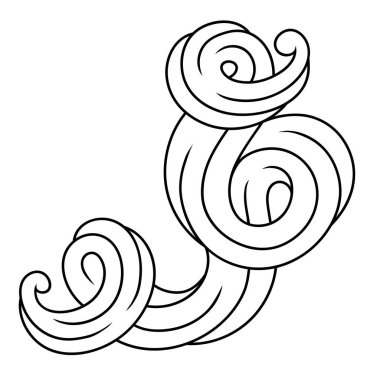 Dalga çizgisi kıvrımı. Tek renkli çizgiler siyah beyaz dokular. Girdap gibi soyut kürk ya da saç