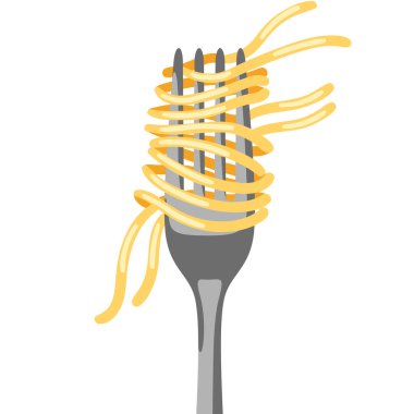 İtalyan spagettisinin çatallı hali. Kafelerin ve restoranların menüsü için mutfak resmi.