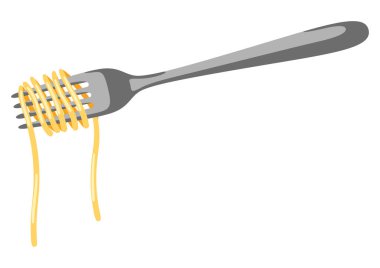 İtalyan spagettisinin çatallı hali. Kafelerin ve restoranların menüsü için mutfak resmi.