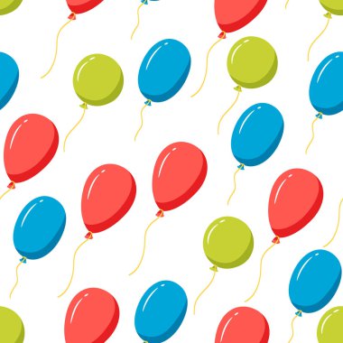 Renkli balonlarla kusursuz desen. Kutlama ve tatil için dekorasyon.
