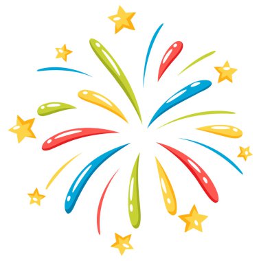 Renkli havai fişek tasviri. Kutlama ve tatil için dekorasyon.