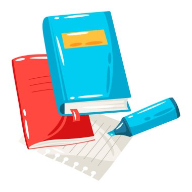 Okul geçmişinde eğitim öğeleri var. Renkli malzemelerin ve kırtasiyelerin çizimi.