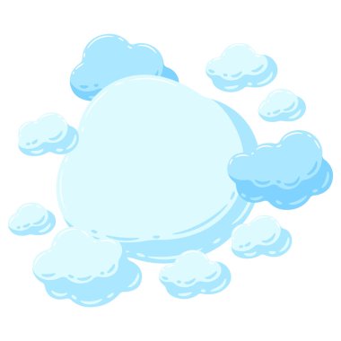 Mavi bulutlu bir arka plan. Bulutlu gökyüzünün sevimli karikatürü.