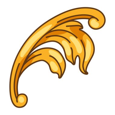 Barok tarzında dekoratif çiçek elementi. Altın bigudi bitkisi. Vintage girdap motifi.