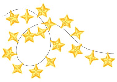 Yıldız ampullerinden oluşan bir çelenk. Mutlu Noeller ve mutlu yıllar. Tatil tasarımı.