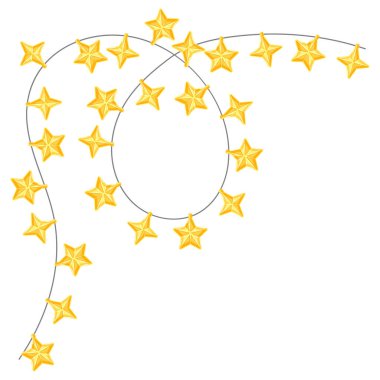 Yıldız ampullerinden oluşan bir çelenk. Mutlu Noeller ve mutlu yıllar. Tatil tasarımı.