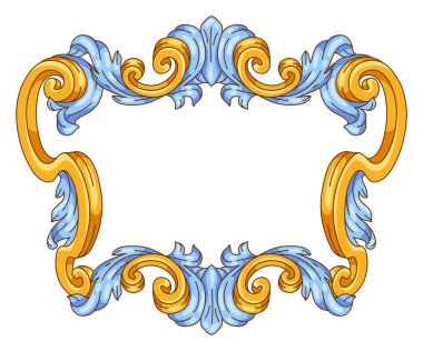 Dekoratif çiçek çerçevesi, barok tarzında. Klasik körling bitkisi. Vintage girdap kenarı.